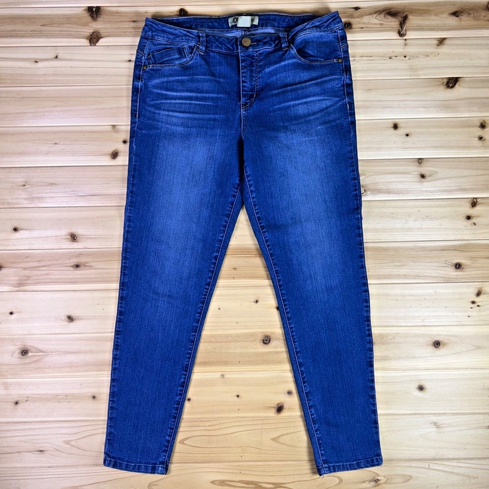 Democracy Jeans Womens 12 Freedom Ankle Skimmer Mid Rise Denim Blue Jeans